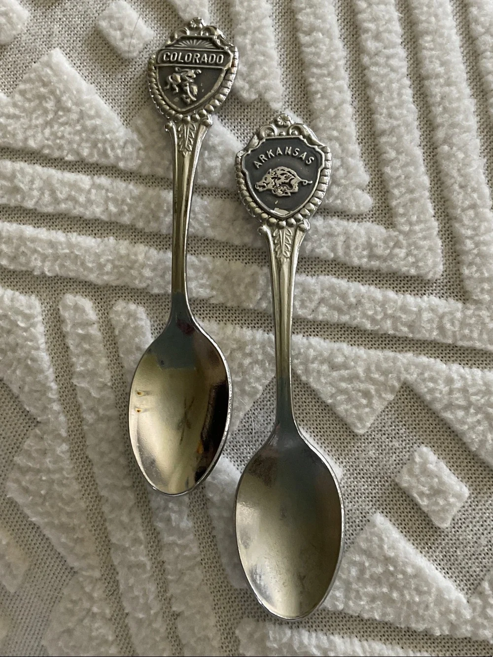 Silver-Tone Colorado & Arkansas Collectible Souvenir Spoons - Set of 2